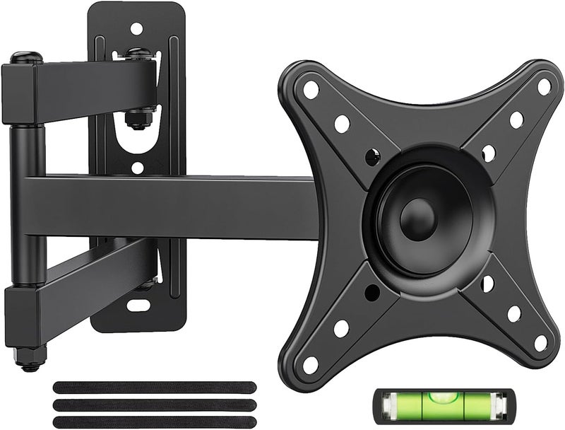 USX MOUNT Full Motion TV Wall Mount - Universal Single Stud Corner Bracket for 13-32 inch TVs, Monitor Wall Mount for LCD Monitor Swivel Tilt Rotation Articulating, VESA100x100mm, Up to 33LBS - Image 1